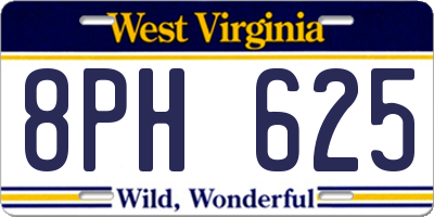 WV license plate 8PH625