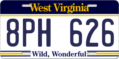 WV license plate 8PH626