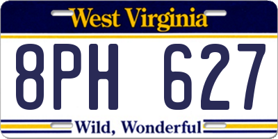 WV license plate 8PH627