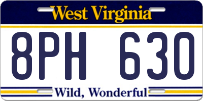 WV license plate 8PH630