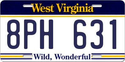 WV license plate 8PH631