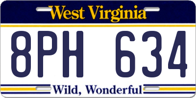 WV license plate 8PH634