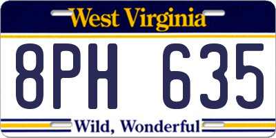 WV license plate 8PH635