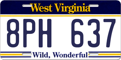 WV license plate 8PH637