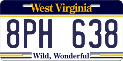 WV license plate 8PH638