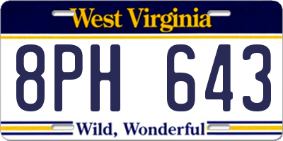WV license plate 8PH643