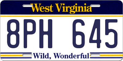 WV license plate 8PH645