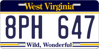 WV license plate 8PH647