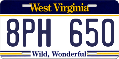 WV license plate 8PH650
