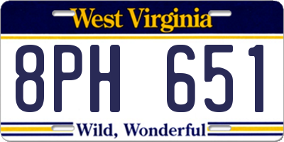 WV license plate 8PH651