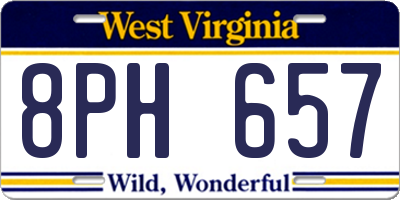 WV license plate 8PH657