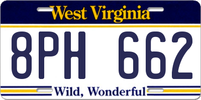WV license plate 8PH662