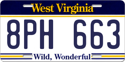 WV license plate 8PH663