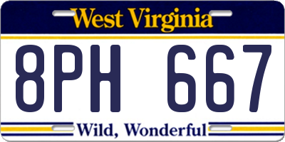 WV license plate 8PH667