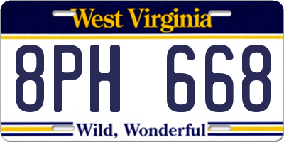 WV license plate 8PH668