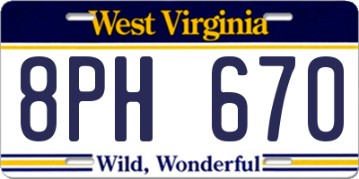 WV license plate 8PH670