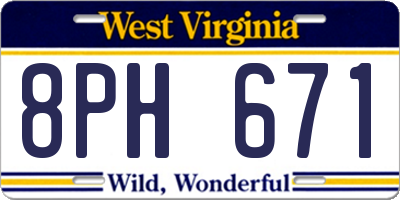 WV license plate 8PH671
