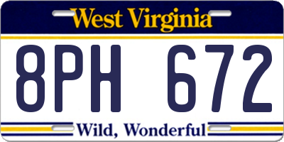 WV license plate 8PH672