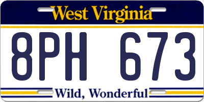WV license plate 8PH673