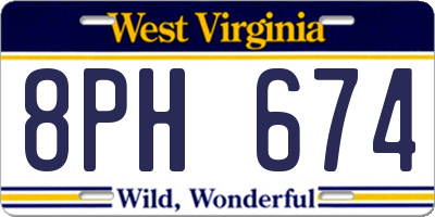 WV license plate 8PH674