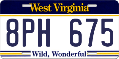 WV license plate 8PH675