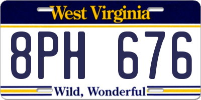 WV license plate 8PH676