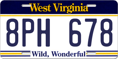 WV license plate 8PH678
