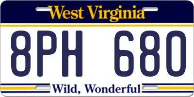 WV license plate 8PH680