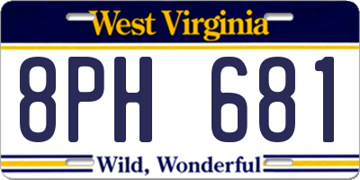 WV license plate 8PH681