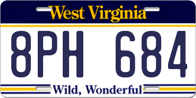 WV license plate 8PH684