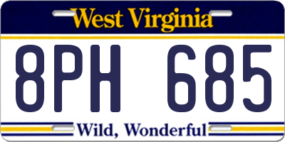 WV license plate 8PH685