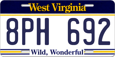 WV license plate 8PH692