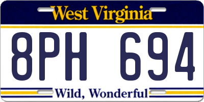 WV license plate 8PH694
