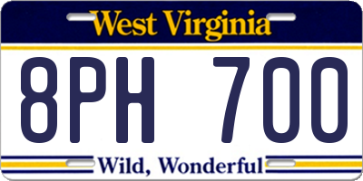 WV license plate 8PH700