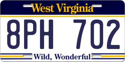 WV license plate 8PH702