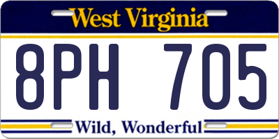 WV license plate 8PH705