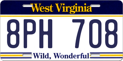 WV license plate 8PH708