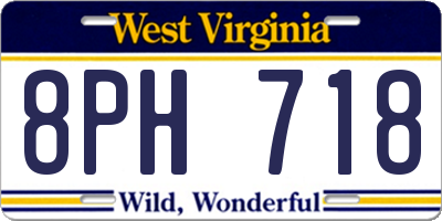 WV license plate 8PH718