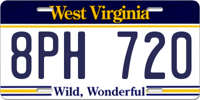 WV license plate 8PH720