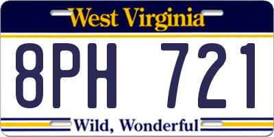 WV license plate 8PH721