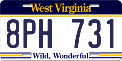 WV license plate 8PH731