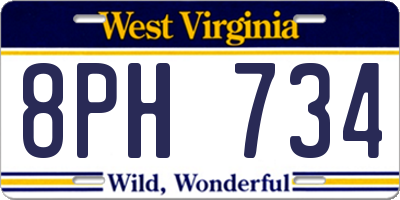 WV license plate 8PH734