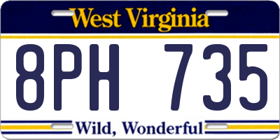 WV license plate 8PH735