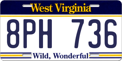 WV license plate 8PH736