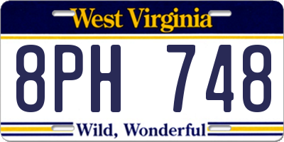 WV license plate 8PH748