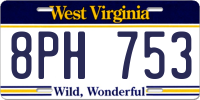 WV license plate 8PH753