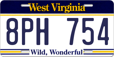 WV license plate 8PH754
