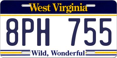 WV license plate 8PH755