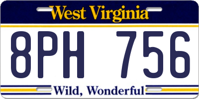 WV license plate 8PH756