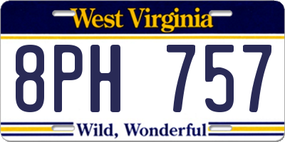 WV license plate 8PH757